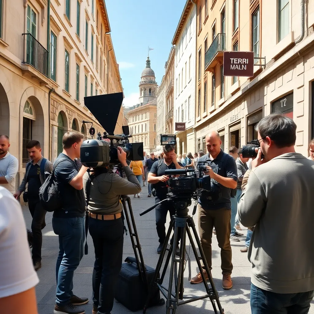 Équipe de tournage en action