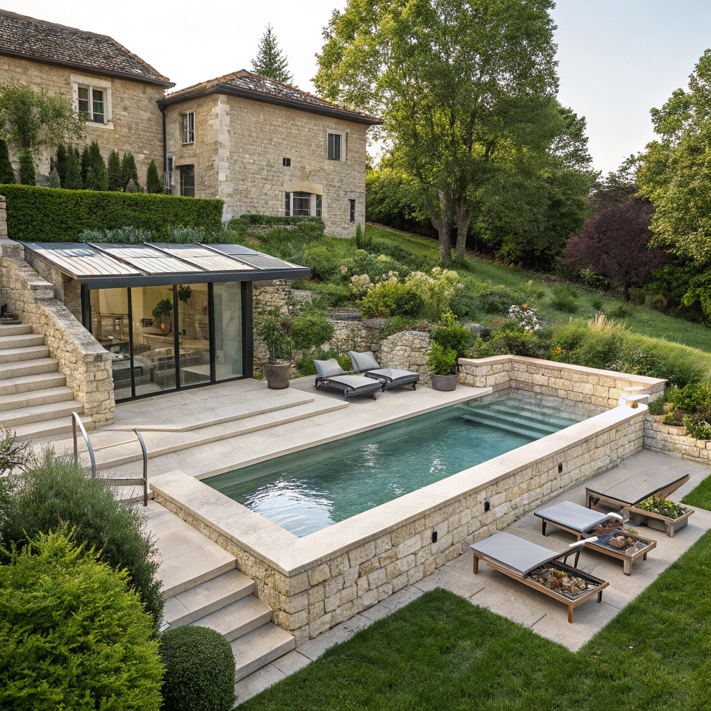 Int&eacute;gration paysag&egrave;re d'une piscine