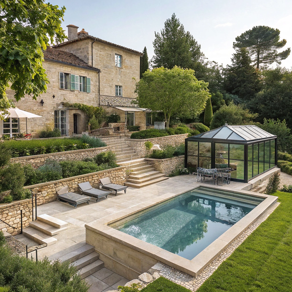 Piscine sur mesure dans un grand jardin