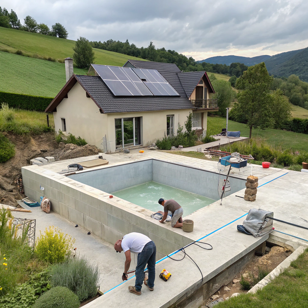 Piscine moderne dans le Cantal